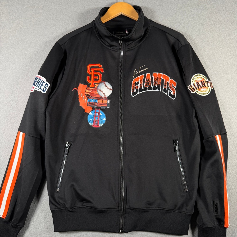 Pro Standard San Francisco Giants MLB Track Jacket Black Chenille Patches Mens L